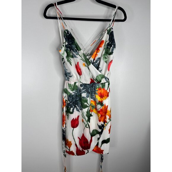 Alice + Olivia Greenwich Garden Dress Susana Floral Burnout Faux-Wrap Size 6 - Picture 4 of 10